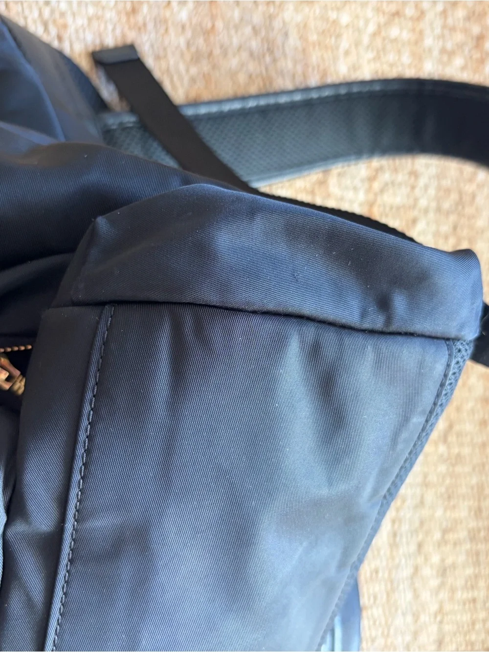 Italic Black Nylon Laptop Backpack with Gold Hardware